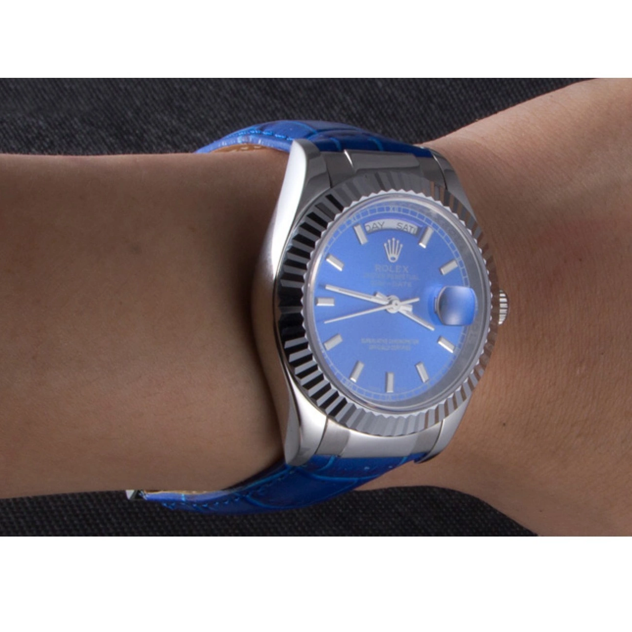Aaa replica watch Blue Collection Band 621490 Rolex Oyster Day-Date Leather 0721